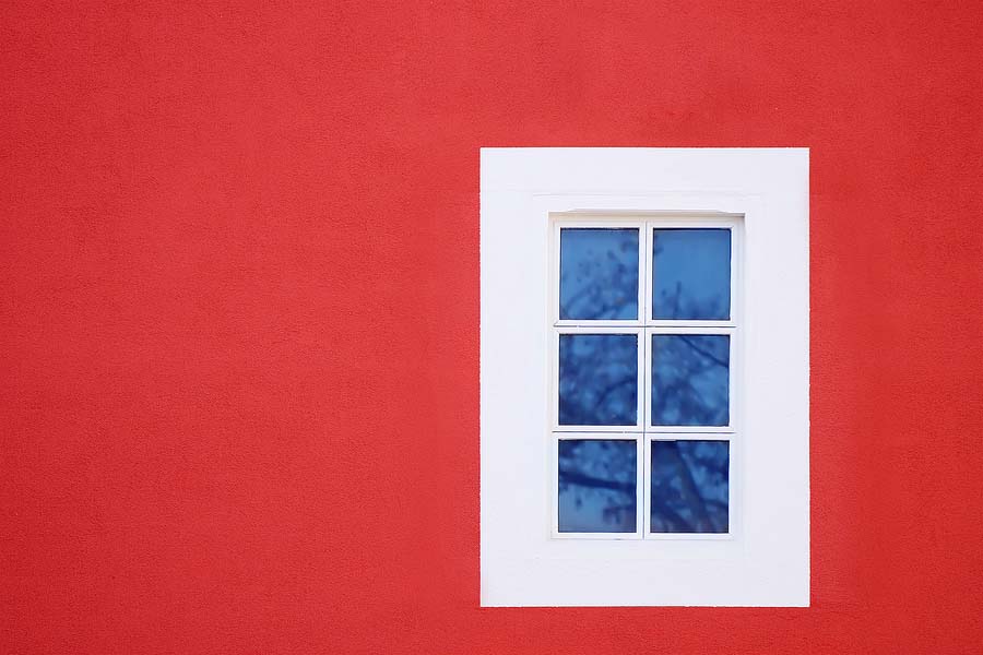 white window red wall